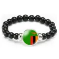 Fashion Zambia flag black beaded stretch bracelet for men and women independence day gift. - Zambia Flag Style (Style 61) / Black