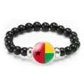Fashionable Guinea Bissau flag beaded stretch bracelet for men and women daily wear. - Guinea-Bissau Flag Style (Style 71) / Black