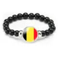 Belgian flag beaded elastic bracelet fashion black stone beads creative wrist jewelry gift - Belgium Flag Style (Style 77) / Black