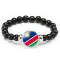 Namibian flag beaded bracelet elastic cord fashion jewelry gift for men and women daily wear - Namibia Flag Style (Style 78) / Black