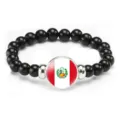 Peruvian flag beaded bracelet black elastic stretch wristband national symbol jewelry gift - Peru Flag Style (Style 91) / Black