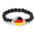 Germany flag beaded bracelet with black beads and silver metal spacers for men and women - Germany Flag Style (Style 96) / Black