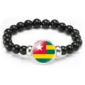 Togo flag beaded bracelet elastic cord charm wristband fashionable couple jewelry gift - Togo Flag Style (Style 97) / Black