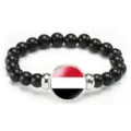 Yemeni flag beaded bracelet fashion black stone beads stretch bracelet unisex gift new design - Yemen Flag Style (Style 99) / Black