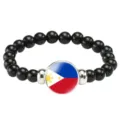 Fashion Philippines flag beaded bracelet black round beads elastic stretch wrist jewelry - Philippines Flag Style (Style 101) / Black