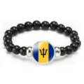 Barbados flag beaded bracelet fashion elastic rope wristband for men and women daily gift - Barbados Flag Style (Style 106) / Black