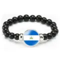 Fashion Nicaragua flag beaded stretch bracelet for men and women daily casual wear gift new - Nicaragua Flag Style (Style 109) / Black