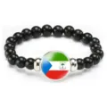 Equatorial Guinea national flag beaded bracelet black stretch bead fashion wristband gift item - Equatorial Guinea Flag Style (Style 110) / Black