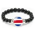 Costa Rica flag beaded stretch bracelet fashion national day jewelry gift for men and women - Costa Rica Flag Style (Style 114) / Black