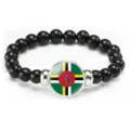 Dominica flag beaded bracelet stretch black bead unisex fashion jewelry gift daily wear - Dominica Flag Style (Style 126) / Black