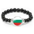 Bulgaria flag beaded bracelet elastic cord men women stylish national symbol wrist jewelry - Bulgaria Flag Style (Style 129) / Black