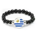 Uruguay flag black beaded bracelet elastic rope jewelry fashion gift for men and women - Uruguay Flag Style (Style 134) / Black
