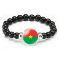 Fashion elastic beaded bracelet with national flag charm, creative casual gift for men and women. - National Flag Style (Style 145) / Black