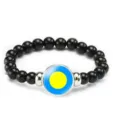 Palau Flag Beaded Bracelet Black Elastic Rope Fashion Unisex Independence Day Gift Item Variant - Palau Flag Style (Style 150) / Black