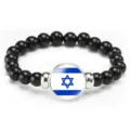 Israel flag beaded stretch bracelet black round beads religious souvenir fashion jewelry - Israel Flag Style (Style 151) / Black
