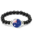 Australian flag beaded bracelet for men and women, elastic rope design fashion jewelry gift - Australia Flag Style (Style 152) / Black