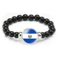 El Salvador flag beaded bracelet elastic rope fashion patriotic jewelry gift for men and women - El Salvador Flag Style (Style 158) / Black