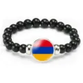 Armenian flag beaded stretch bracelet black beads national emblem wrist jewelry gift - Armenia Flag Style (Style 162) / Black