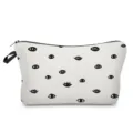 Primo piano della borsa per cosmetici con design a occhi neri e chiusura a cerniera sicura. - Stile con Stampa Occhi Neri (hz2690)
