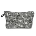 Dettaglio borsa trucco con stampa zebrata in bianco e nero, trousse da viaggio. - Stile con Stampa Zebra Bianco e Nero (hz2691)
