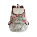 Canvas backpack featuring cute sloth and tulip watercolor print, stylish and spacious daily bag. - Sloth and Tulip Style (sj0217)
