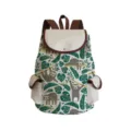 Cute cartoon sloth print canvas backpack, casual student schoolbag detail view display. - Cute Sloth Print Style (sj273-1)