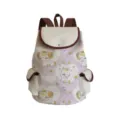 Canvas backpack detail showing cute unicorn print, front pocket, and leather trim design. - Classic Unicorn (sj0371) / Off White