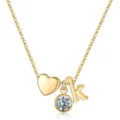Collier lettre K doré avec pendentif cœur et cristal, chaîne clavicule mignonne pour femme. - Lettre K / Pierre de Naissance d'Avril / Or