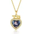 Collier pendentif cœur doré pour diplômés avec motif de chapeau académique chic et photo - Style 4-Or