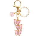 Portachiavi con lettera S dorata e farfalla rosa grazioso ciondolo per borsa accessorio. - modello A / Rosa