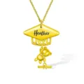 Collier de remise de diplôme en or avec pendentif chapeau de docteur cadeau bijou - Style 9 - Or