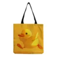 Süße gelbe Enten-Leinwand-Tragetasche, lässige Schulter-Handtasche für Alltag und Einkauf. - 40x38cm / Gelber Hintergrund Süße Ente (hmk0353)