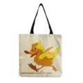 Detailansicht einer niedlichen Cartoon Ente Leinwand Tragetasche, lässige Umhängetasche. - 40x38cm / Amerikanische Retro Laufende Ente (hmk0352)