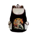 Canvas backpack with cat sushi graphic, large capacity travel bag for students and daily use. - Sushi Cat Style (sj3664)