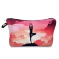 Yoga silhouette printed cosmetic bag, stylish travel makeup pouch with zipper closure for women. - Style 4