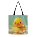 Süße gelbe Ente Leinwand Tragetasche, lässige Schulterhandtasche für den täglichen Einkauf. - 40x38cm / Aquarell Gelbes Entchen (hmk0357)
