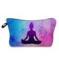 Watercolor yoga silhouette cosmetic bag, portable zipper makeup pouch for travel daily use. - Style 5