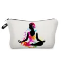 Yoga silhouette printed cosmetic bag, stylish canvas toiletry pouch for daily travel use. - Style 6