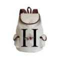 Canvas backpack with letter print and floral design, stylish casual daypack for women. - Letter H Print Style (sj2465)