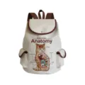 Canvas backpack with funny cat anatomy print, casual travel rucksack for students daily use. - Cat Anatomy Style (sj3668)