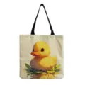 Niedlicher gelber Enten-Druck Segeltuch Tragetasche Detailansicht, verspieltes Design für Alltag. - 40x38cm / Weißer Hintergrund Einfache Ente (hmk0360)