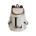 Canvas monogram backpack with floral letter L print, casual school bookbag for women - Letter L Print Style (sj2469)
