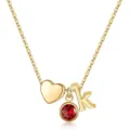 Collier de clavicule doré avec pendentif cœur, pierre de naissance et lettre K. - Lettre K / Pierre de Naissance de Janvier / Or