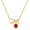 Collier de naissance doré avec pendentif cœur et lettre, bijoux de clavicule doux et chic. - Lettre L / Pierre de Naissance de Janvier / Or