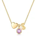 Collier doré avec pendentif lettre g et pierre de naissance violette, bijou charmant quotidien. - Lettre G / Pierre de Naissance de Février / Or