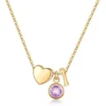 Collier pendentif cœur lettre pierre de naissance plaqué or pour femme au quotidien. - Lettre L / Pierre de Naissance de Février / Or