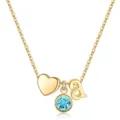 Collier Lettre A Or avec Pierre de Naissance et Pendentif Cœur Bijou Tendance pour Femme - Lettre A / Pierre de Naissance de Mars / Or