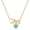 Collier pendentif lettre e doré avec cœur et pierre de naissance bleue bijou - Lettre B / Pierre de Naissance de Mars / Or