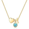 Collier initial et pierre de naissance en or pour femme bijou tendance elegant - Lettre I / Pierre de Naissance de Mars / Or