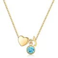 Collier chaîne dorée avec pendentif cœur et pierre de naissance bleue, bijou tendance doux. - Lettre J / Pierre de Naissance de Mars / Or